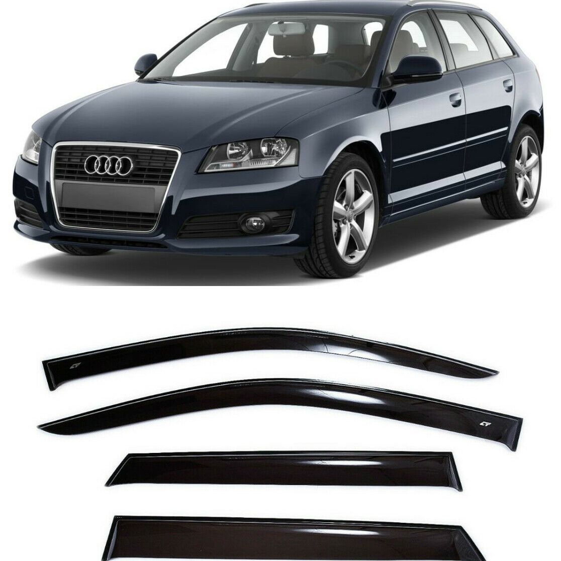 

Дефлекторы окон Cobra Tuning A10604 на авто Ауди А3 (8P) 2 II Хб 5 дв. 2004-2012 4 шт./комп. ветровики от дождя солнца и ветра