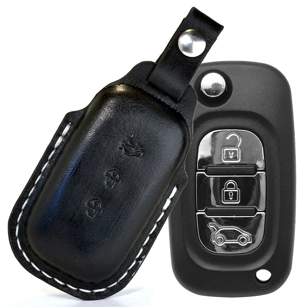 

Чехол ключа Лада или Рено из натуральной кожи, черный