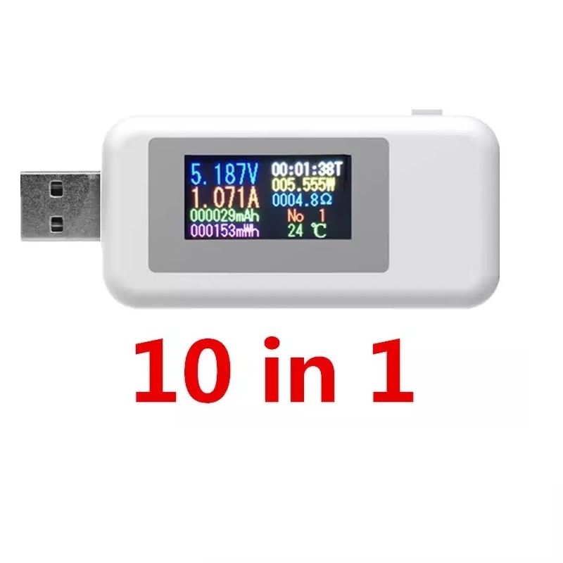 

USB-тестер постоянного тока 10 в 1, измеритель напряжения 4-30 в, таймер, амперметр, цифровой монитор, индикатор отключения
