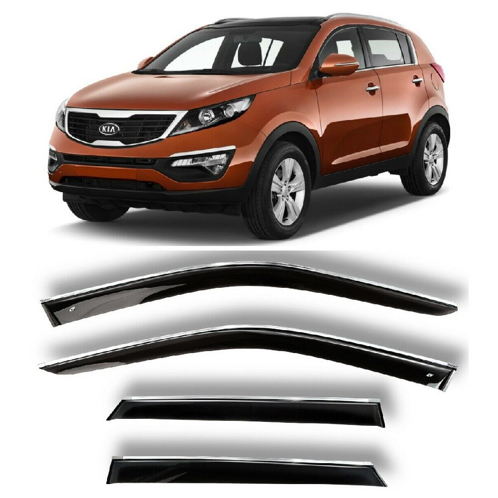 

Дефлекторы окон хром полоска молдинг Cobra Tuning K11910CR на авто Kia Sportage III 2010-2015 ветровики от дождя солнца и ветра