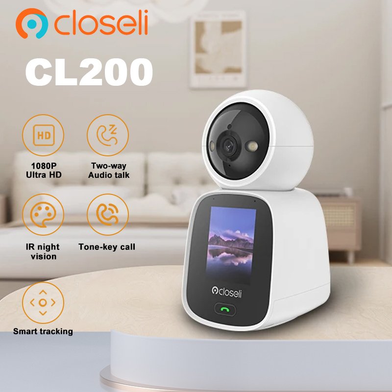 

Closeli 5MP крытая камера, двусторонний видео разговор, Pet Camera WiFi Dog 2.4Inch Screen AI Motion Detection