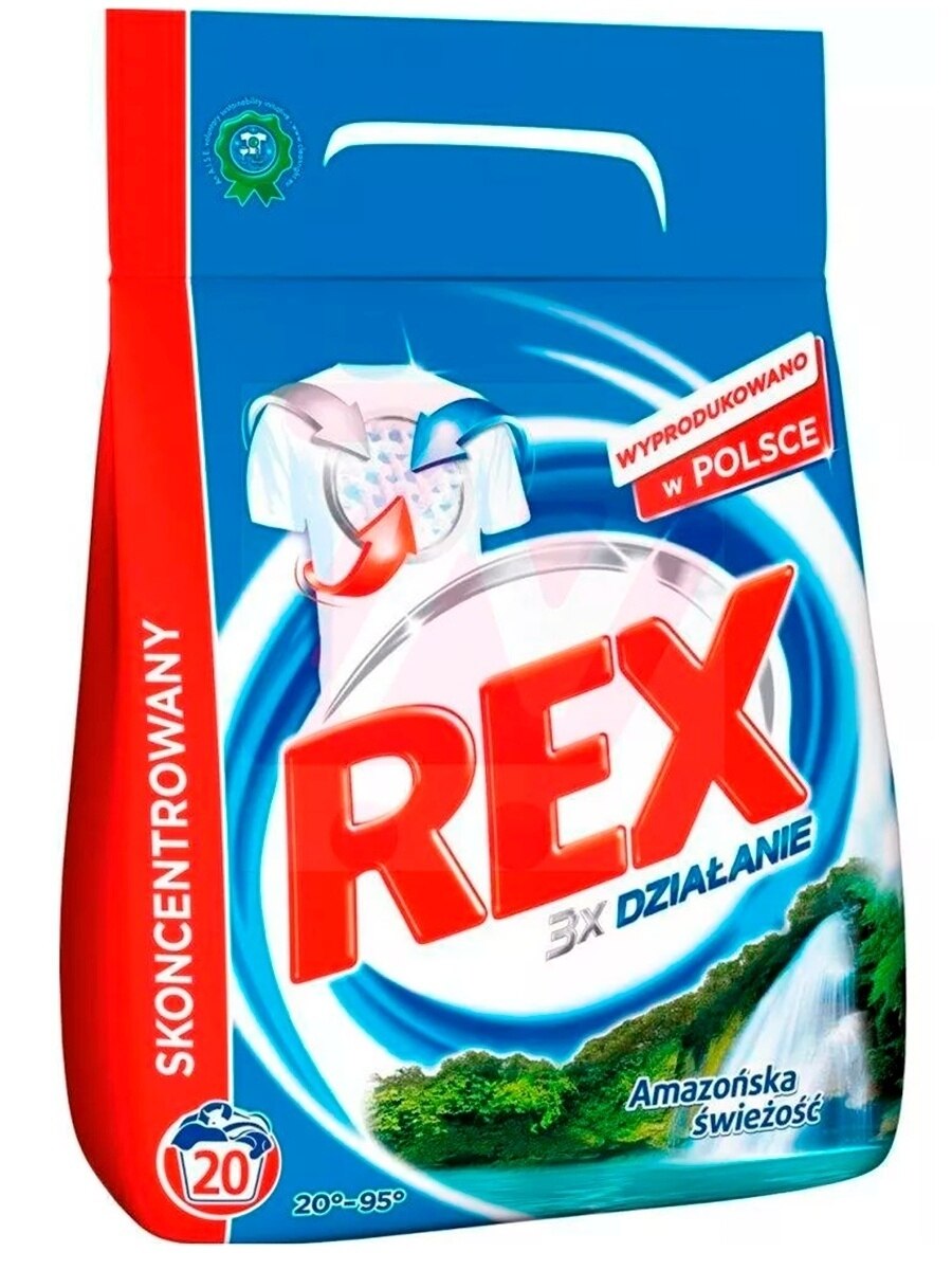 

Стиральный порошок для белого белья Burnus REX 3x Active с формулой тройного действия Свежесть амазонки 1,5 кг