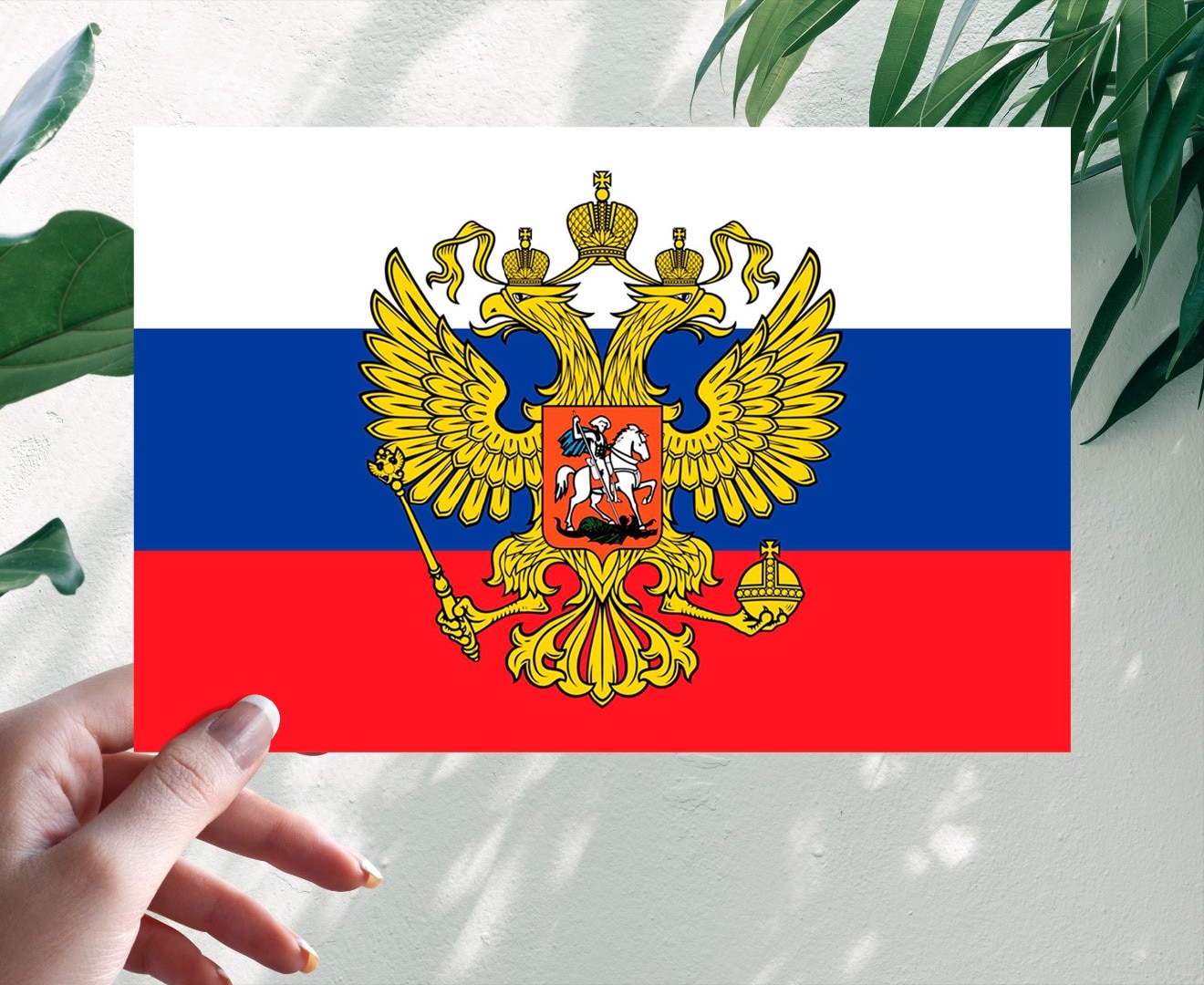 

Автомобильная виниловая цветная наклейка Флаг современный герб РФ России Стикер для окна авто