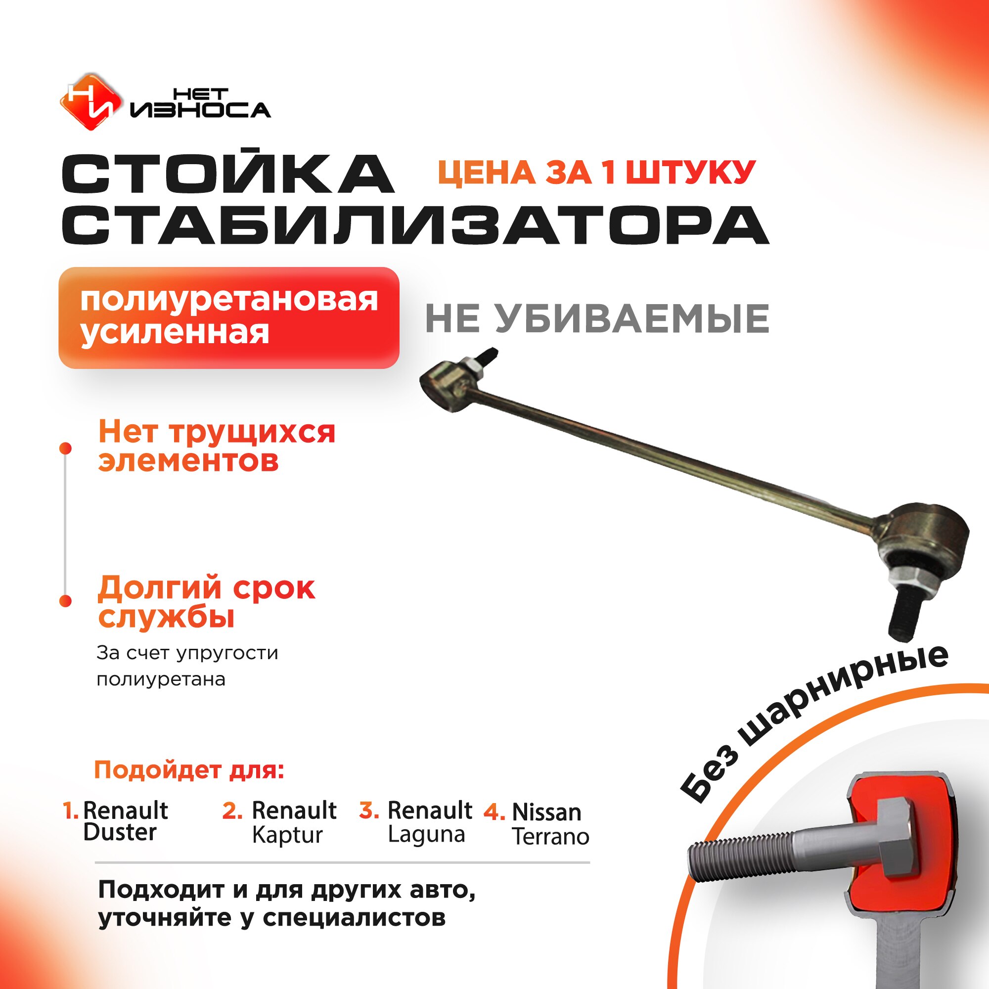 

Стойка стабилизатора усиленная полиуретановая NL193 Renault Duster, Kaptur, ARKANA, LAGUNA, LATITUDE