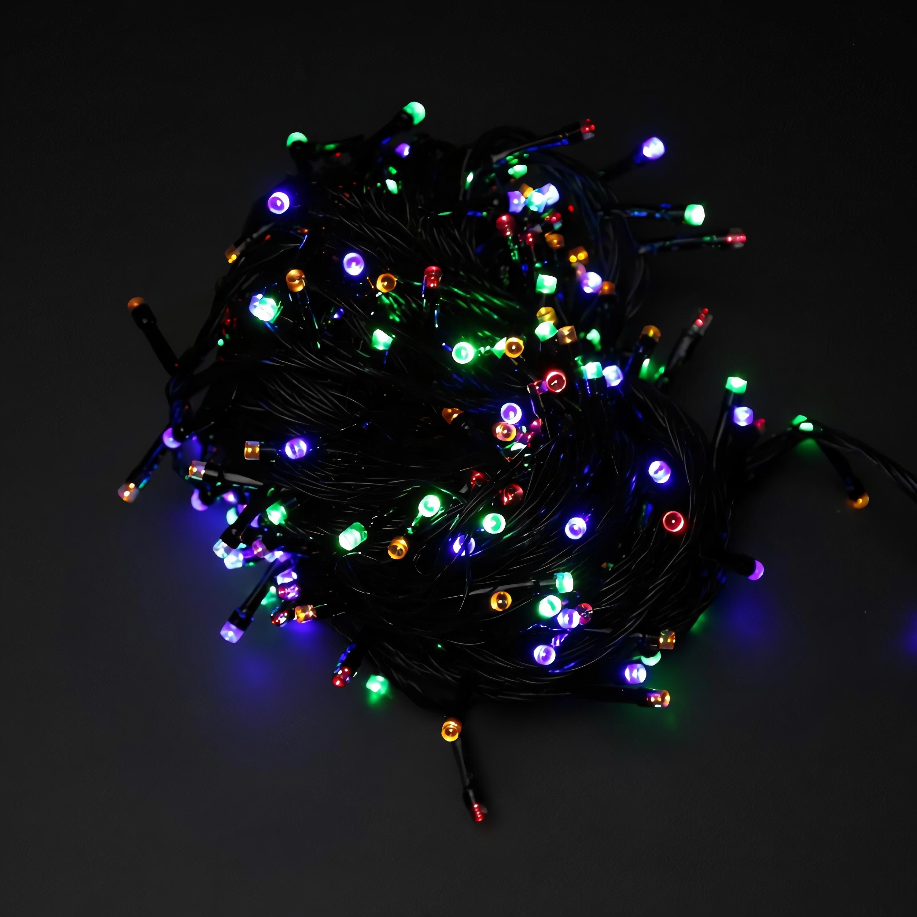 

Новогодняя гирлянда светодиодная линейная, 400 LED, разноцветная, тёмный провод