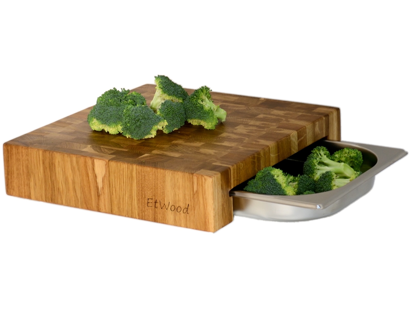 

Кухонная разделочная доска торцевая деревянная с гастроемкостью, дуб, 35x33x8 см., арт. 081, EtWood