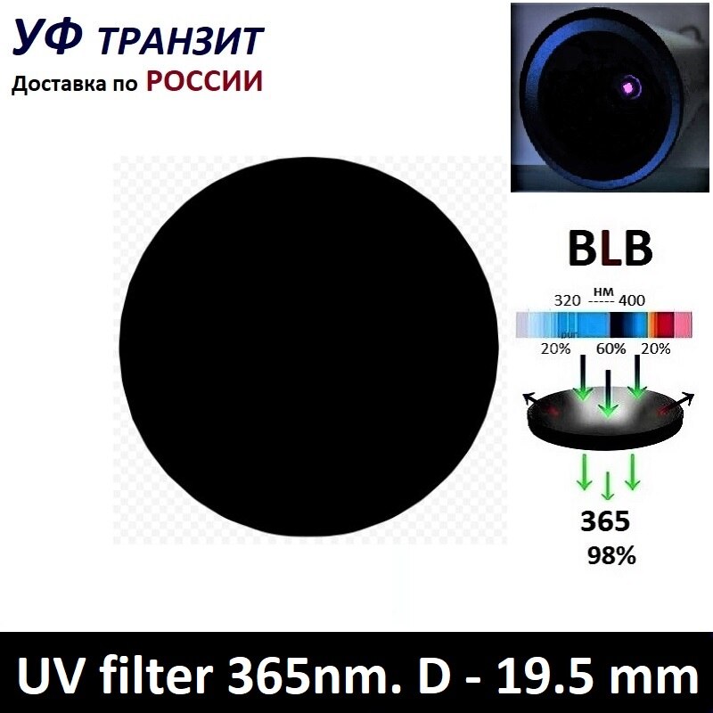 

УФ фильтр 365нм для ультрафиолетового фонарика