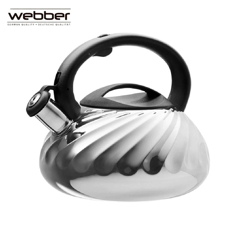 

ЧАЙНИК для воды WEBBER BE-0590 из нержавеющей стали со свистком, ЧАЙНИК с пластиковой ручкой, ЧАЙНИК ВЕ-0590