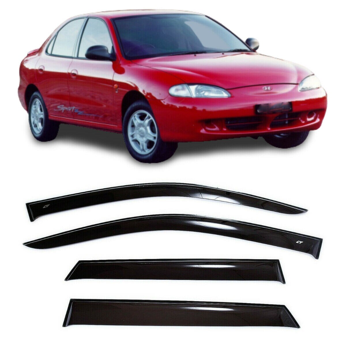 

Дефлекторы окон Cobra Tuning H24595 на авто Hyundai Lantra ll Sd (J2) 1995-2000 4 шт./комп. ветровики от дождя солнца и ветра