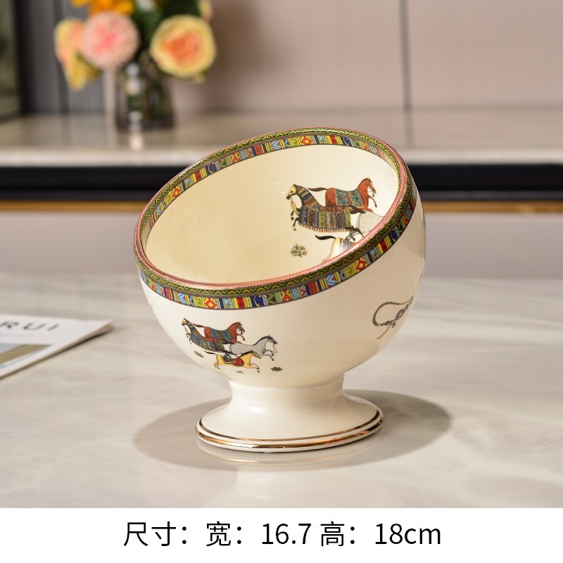 

Household ceramic living room, coffee table, KTV desktop, high foot small storage trash can