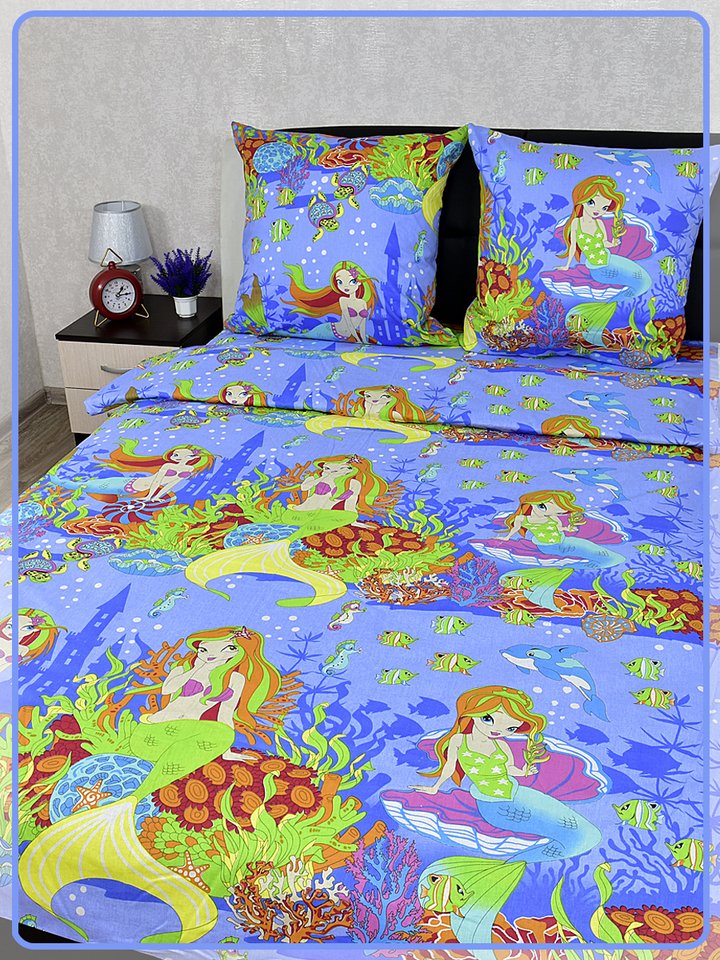 

Детское постельное белье бязь Русалочка вид 1 (синий), Детский КПБ Ивановская бязь Хлопок 100%