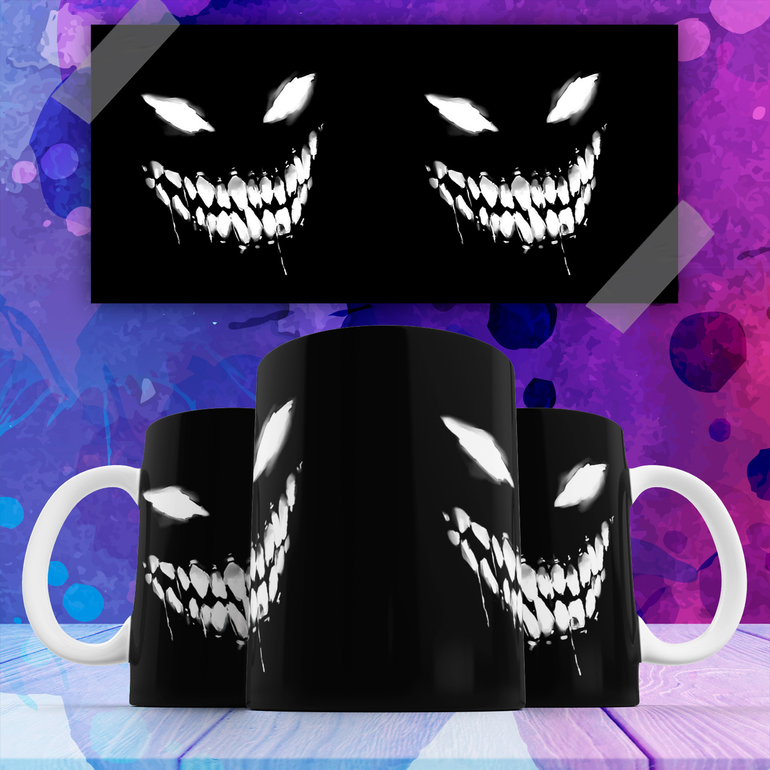 

Кружка Улыбка на черном фоне , на подарок , с прикольной надписью картинкой 330 мл , КР167592