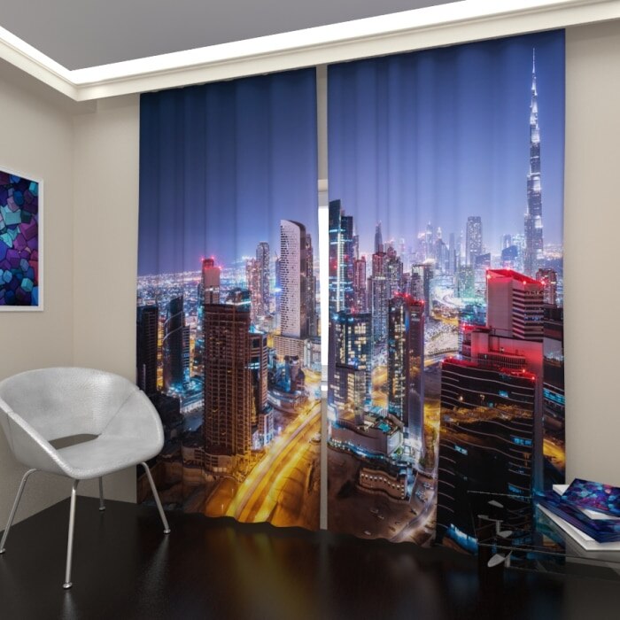 

3D фотошторы Art Paula Бесплатная доставка из РФ Сатен Блэкаут Фототюль Мегаполис 8 2 шт