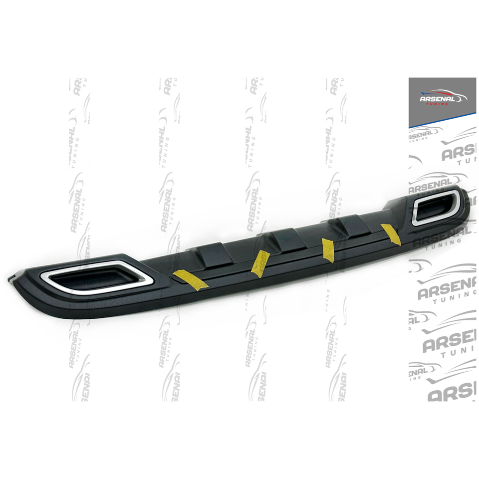 

Диффузор с имитацией раздвоенного выхлопа для Хендэ Солярис 2010-2013 АБС пластик, тюнинг, стайлинг, юбка бампера