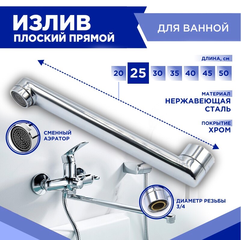 

излив (20, 25, 30, 35, 40, 45, 50 см), излив для ванны, излив для смесителя, излив для душа