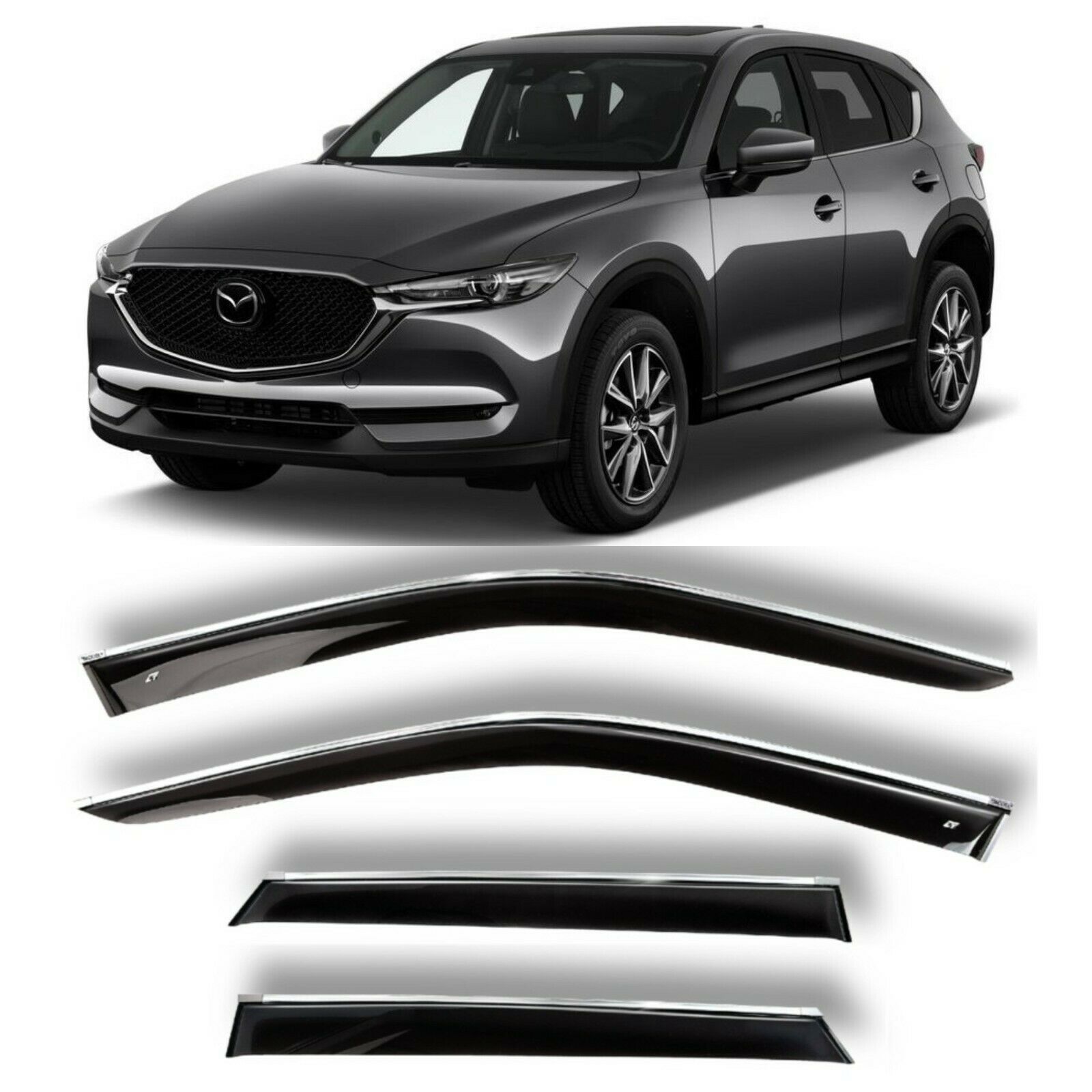 

Дефлекторы окон хром полоска молдинг Cobra Tuning M24317CR на авто Mazda CX-5 CX5 2017- н.в. ветровики от дождя солнца и ветра