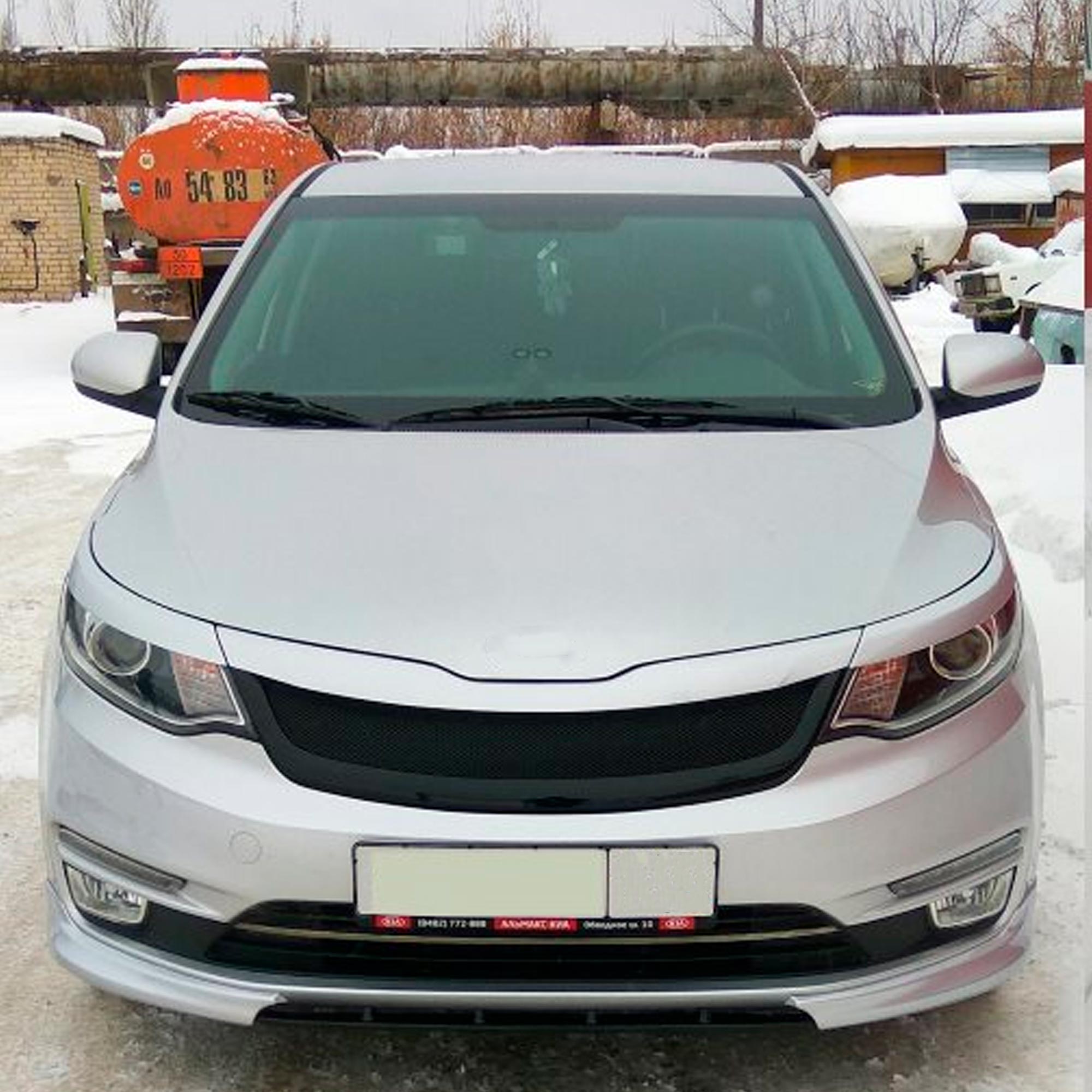 

Клыки с центральной вставкой для KIA RIO 3 2015-2017(рестайлинг), АБС пластик, тюнинг, обвес, юбка Рио, стайлинг, губа бампера