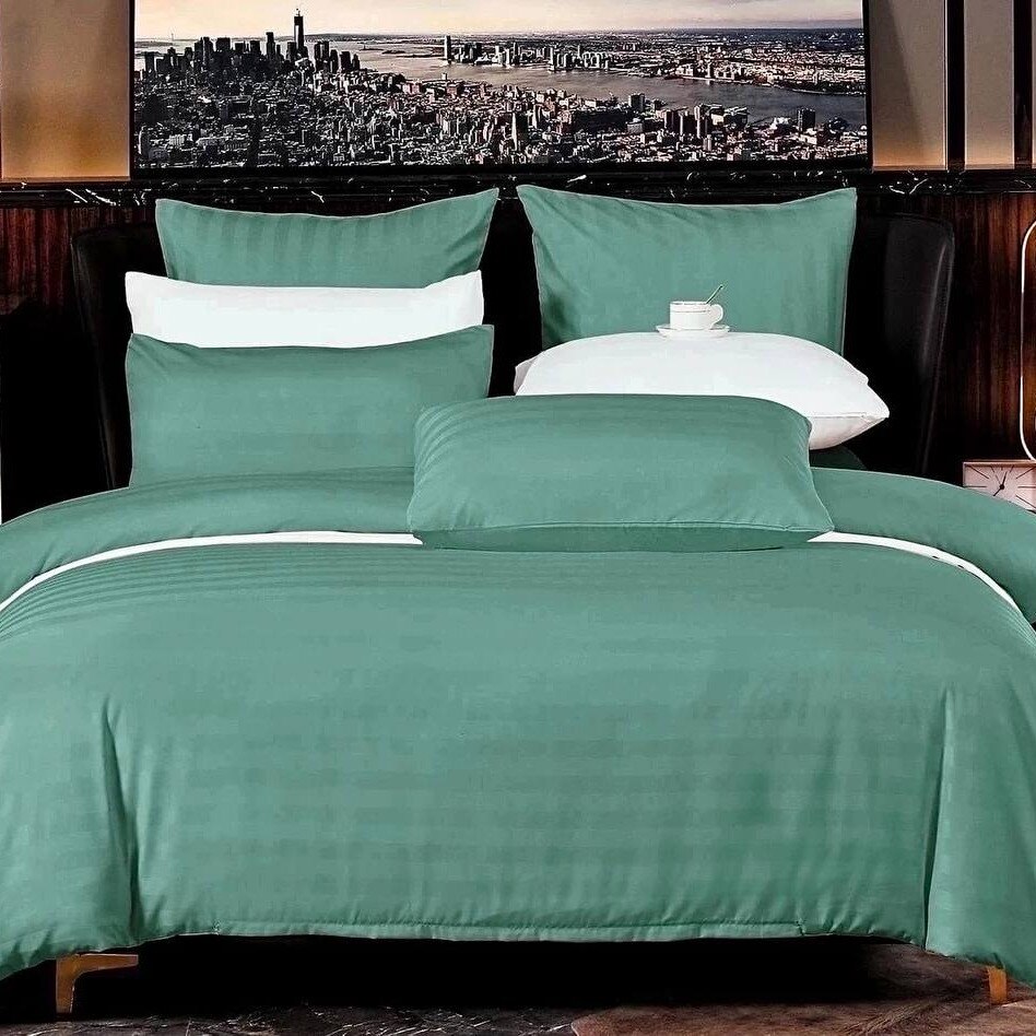 

Постельное белье Страйп Сатин / Сатин Шелк Евро Комплект постельного белья 1.5 спальный 2 спальный Однотонное постельное белье