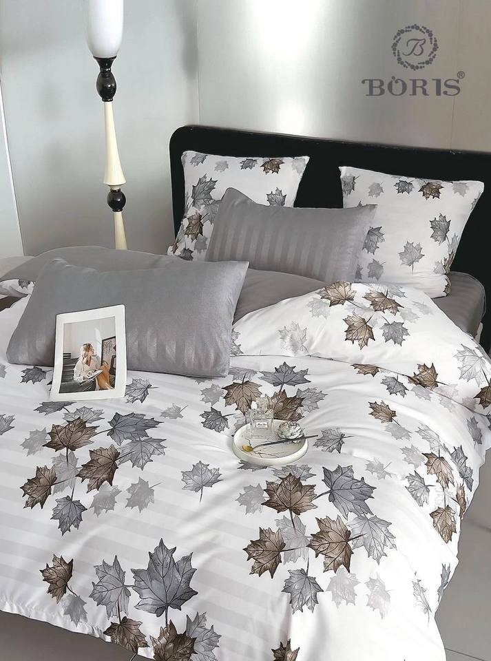 

Постельное белье Страйп Сатин Цветочный принт Комплект постельного белья Евро Семейный 2 спальный 1.5 Хлопок Вискоза Подарочный