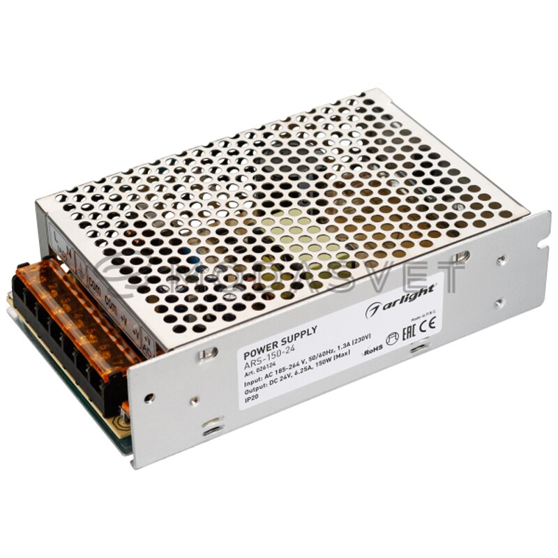

Блок питания ARS-150-24 (24V, 6.25A, 150W) ( IP20 Сетка, 2 года)