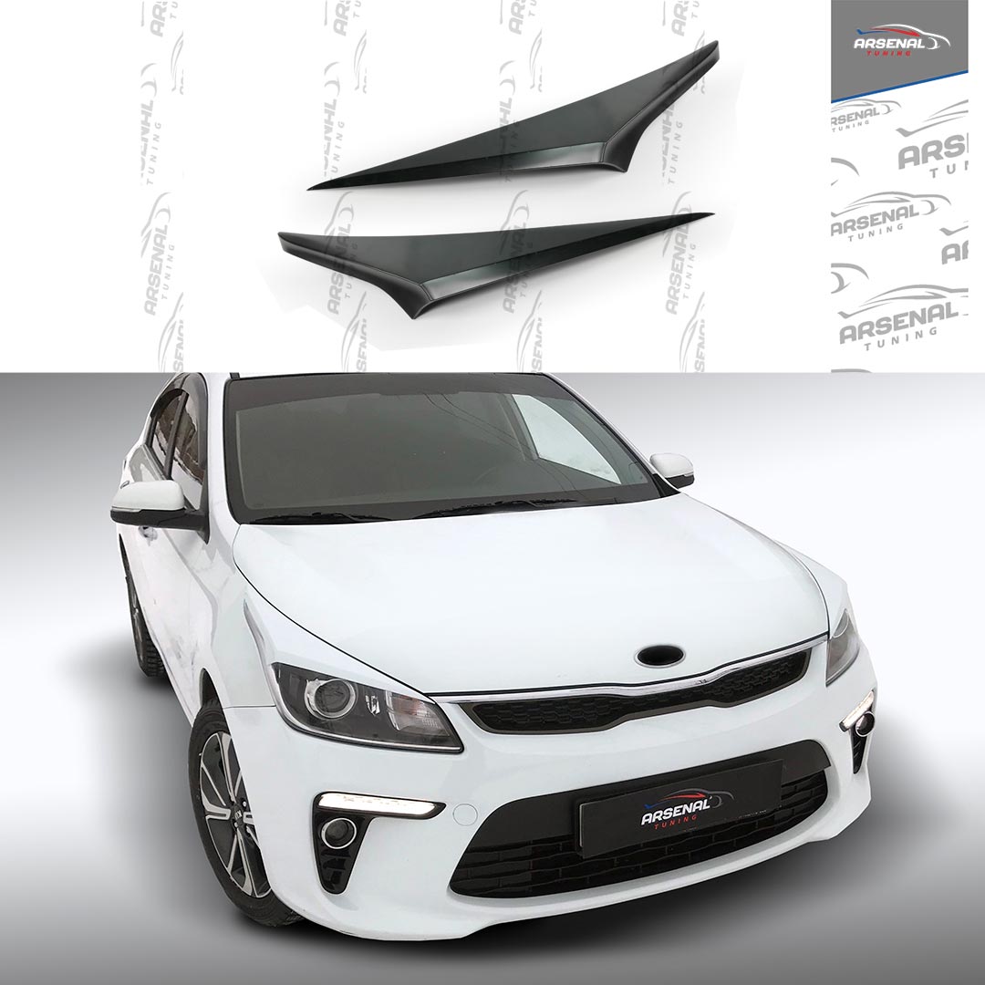 

Накладки на фары КИА Рио 4 (2017-2020) АБС пластик тюнинг оптики стайлинг реснички