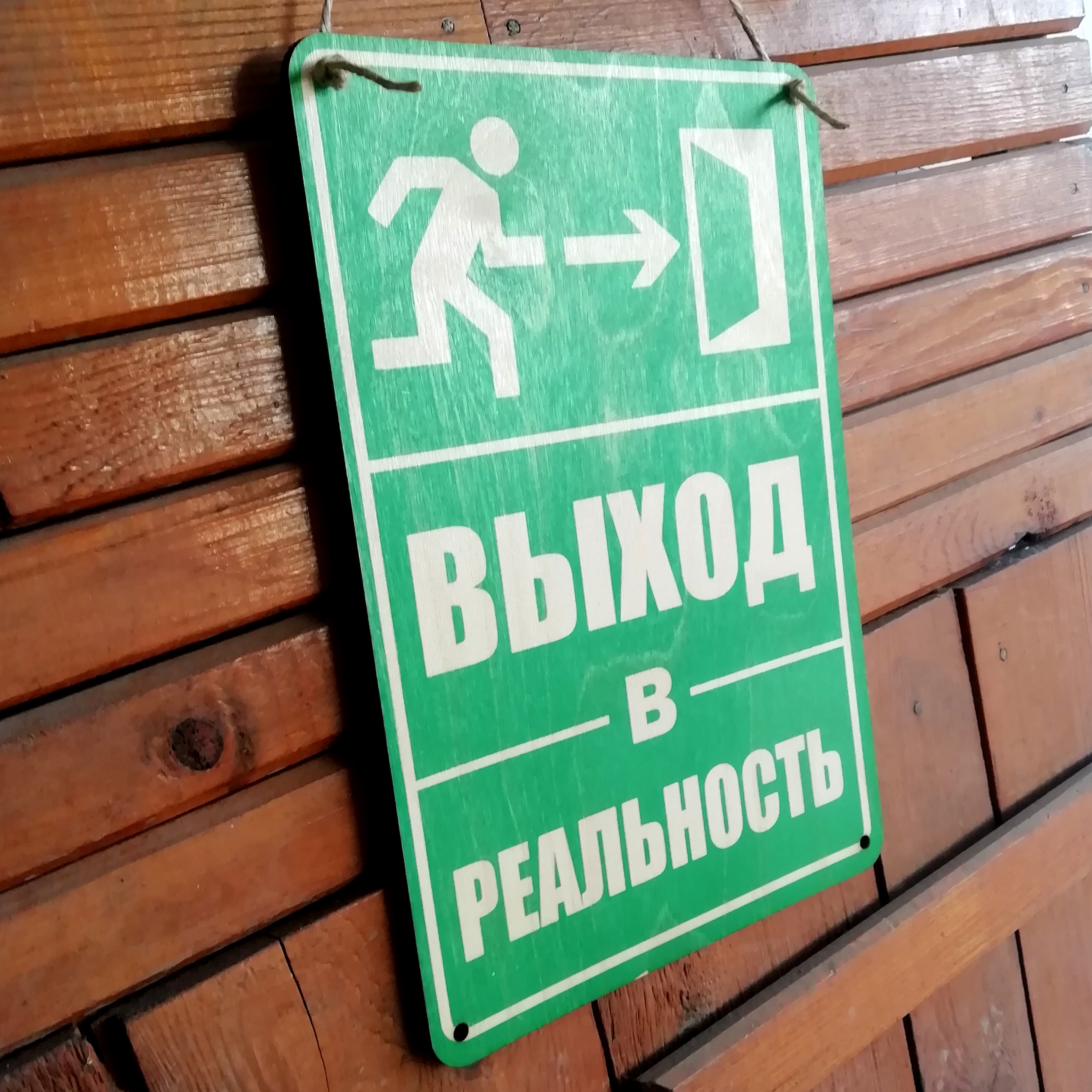 

Табличка "Выход в реальность " Прикольный подарок / Гараж / Дом / Офис / Рабочее место / Прикол / Ретро / Винтаж Дерево