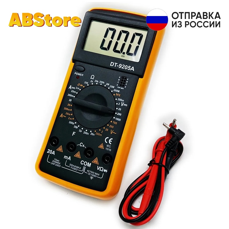 

Универсальный цифровой портативный мультиметр DT-9205A Pro для теста диодов транзисторов прозвонки для электрика измеритель