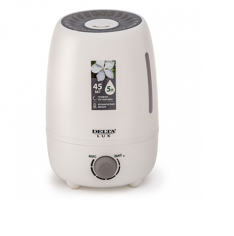

Увлажнитель воздуха ультразвуковой 25 Вт, 5 л, с керамическим фильтром DELTA LUX DE-3700 белый с серым
