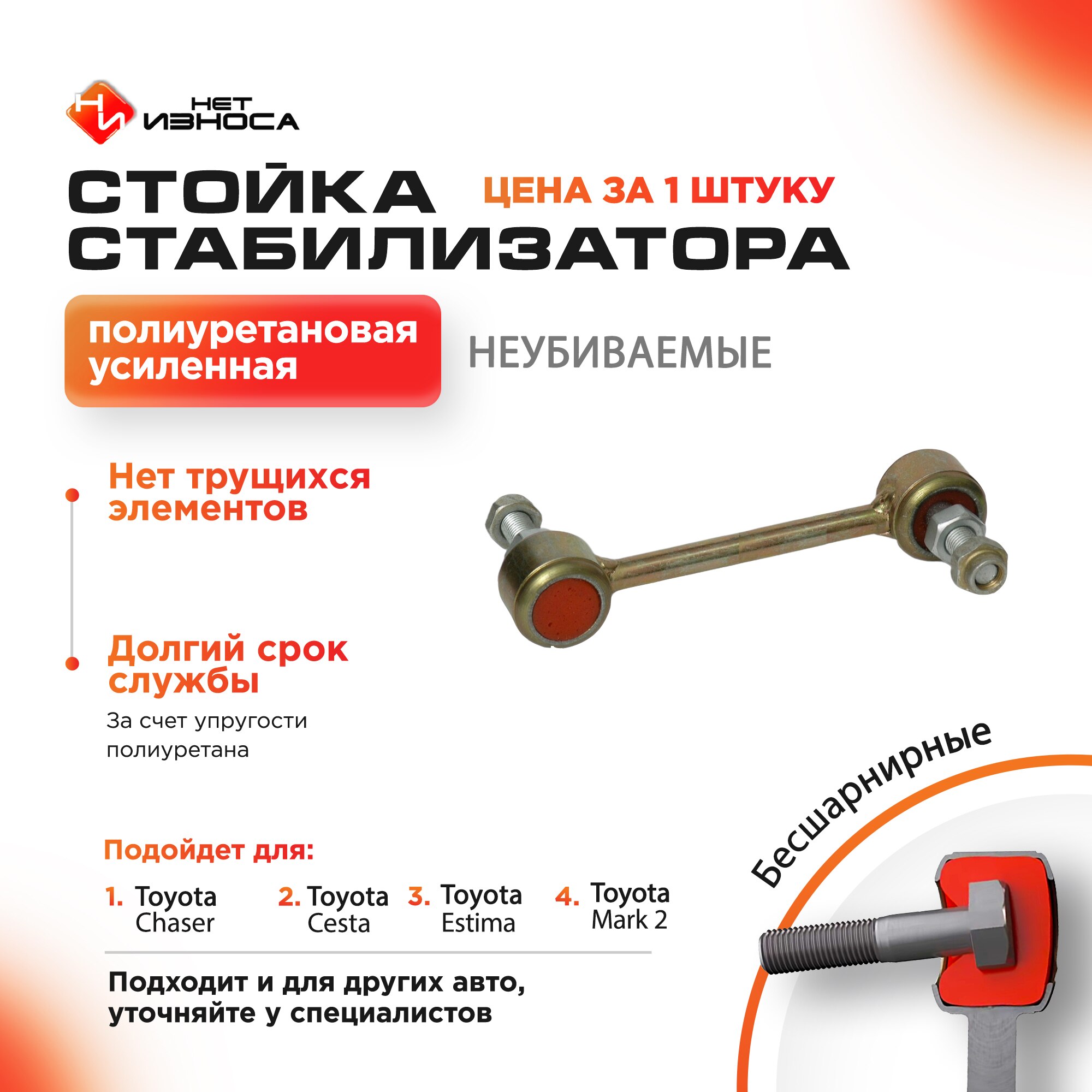 

Стойка стабилизатора полиуретановая усиленная NL079 Toyota Chaser, Toyota Cresta, Toyota Estima, TCR10, Toyota Mark II