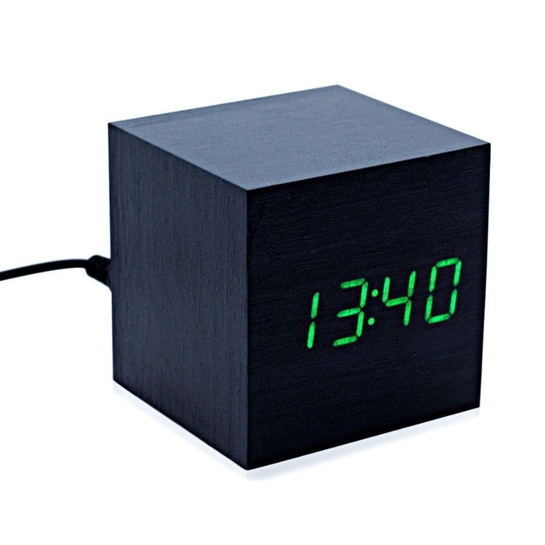 Часы куб настольные цифровые с питание от USB/ААА. LED будильник, термометр, календарь, с голосовым управлением.