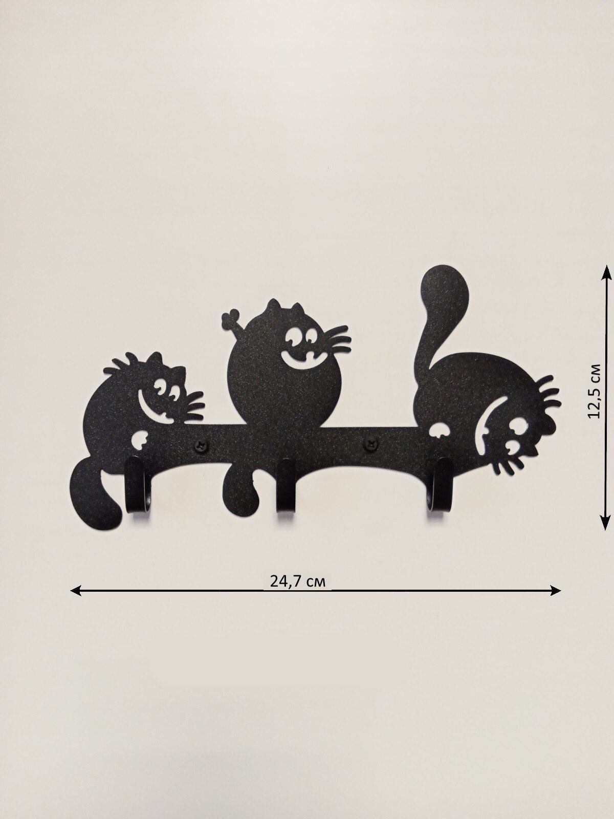 

Ключница настенная металлическая "Три кота",вешалка,крючки 4, держатель для ключей, одежды,балкона,на стену, декор, украшение
