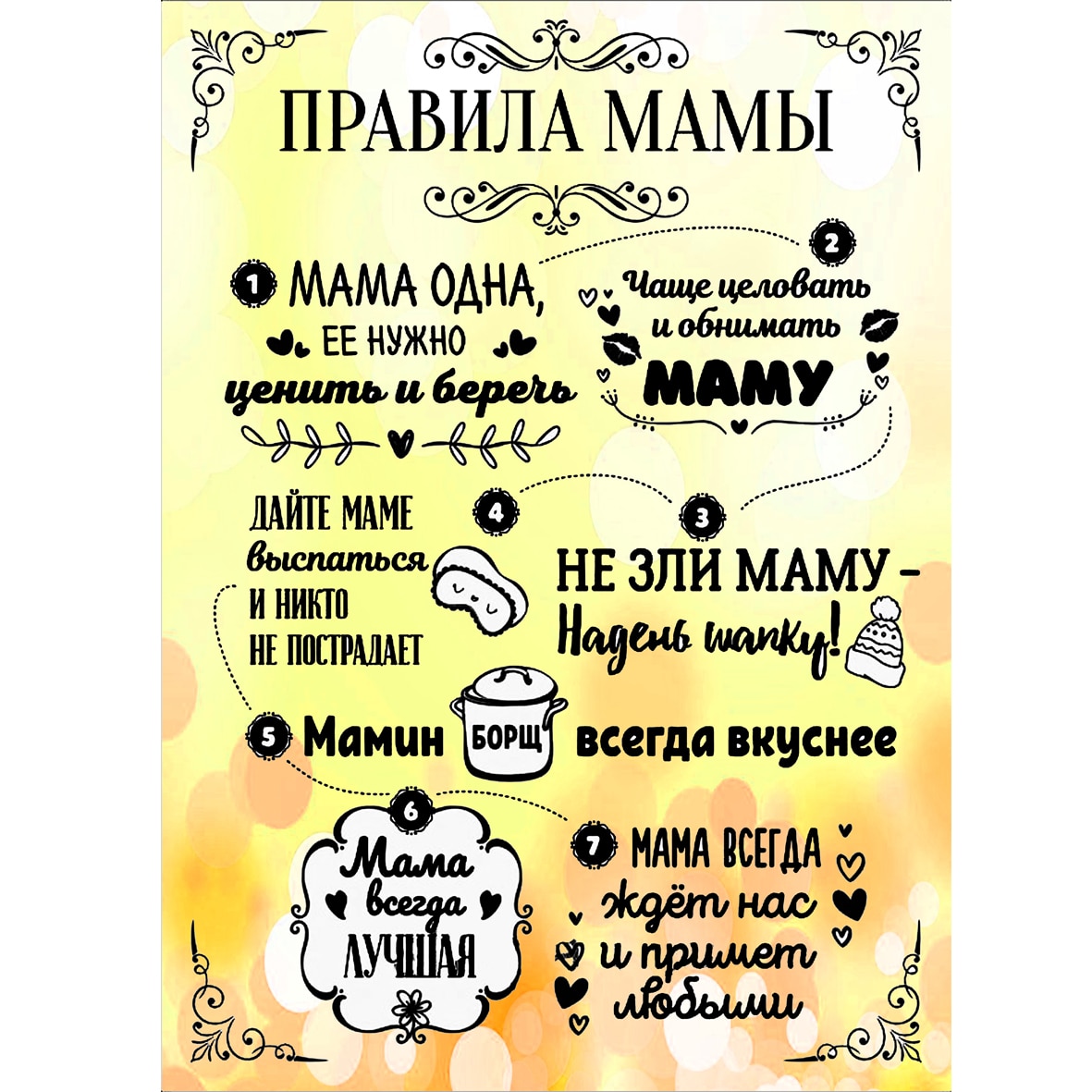 

Магнит - мотиватор на холодильник с панно "Правила мамы", Подарок маме, жене. Украшение интерьера.