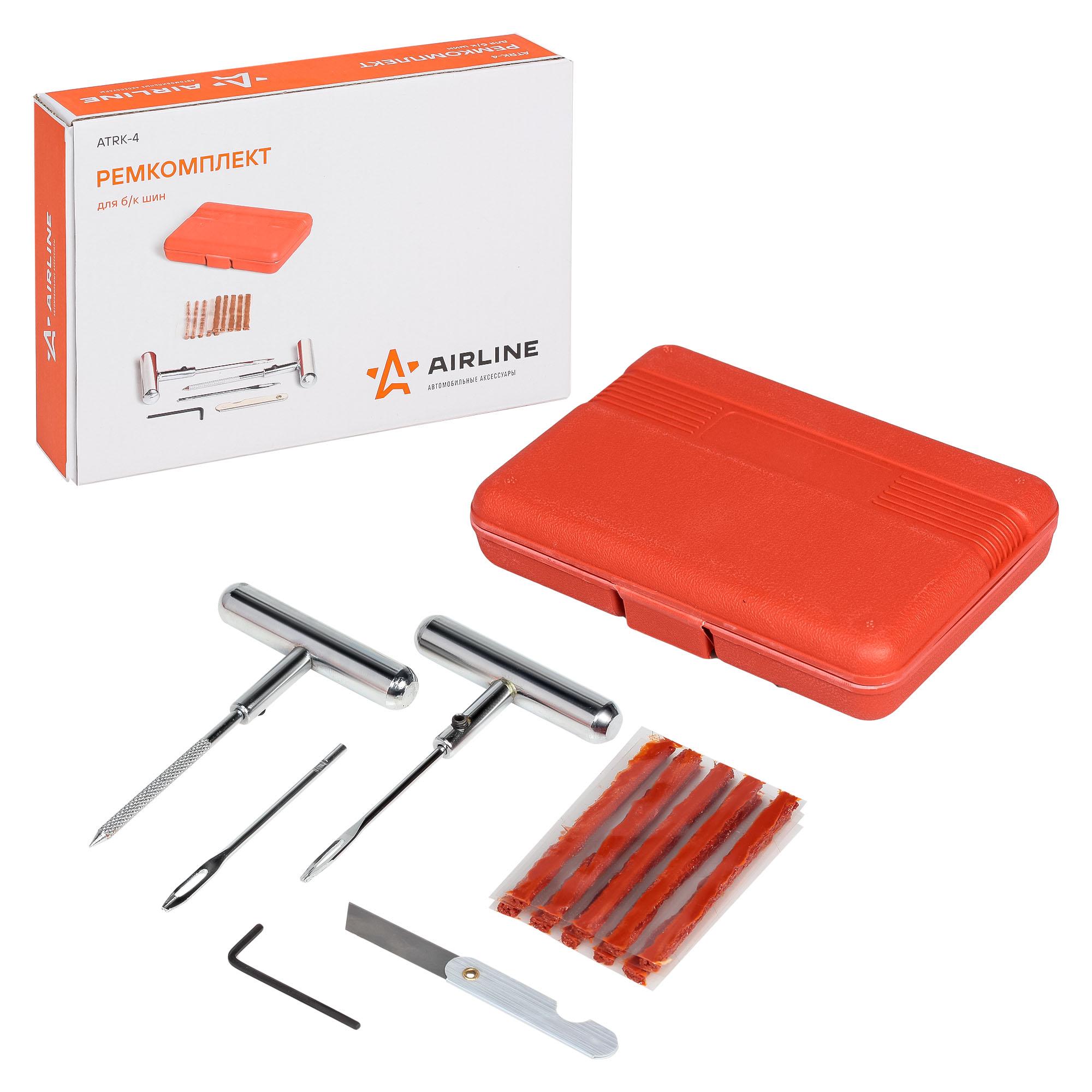 

Ремкомплект для б/к шин в кейсе (шило:для жгута+напильник, доп. игла, 10 жгутов, нож) AIRLINE ATRK-4 ATRK4