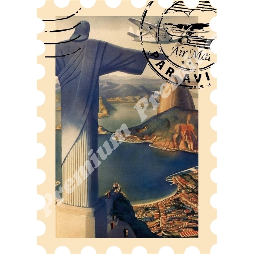 

Бразилия Сувенирный магнит Винтажный туристический плакат