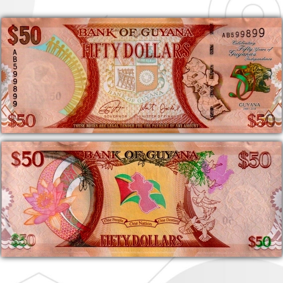 

Гайана 50 долларов 2016 год Юбилейная