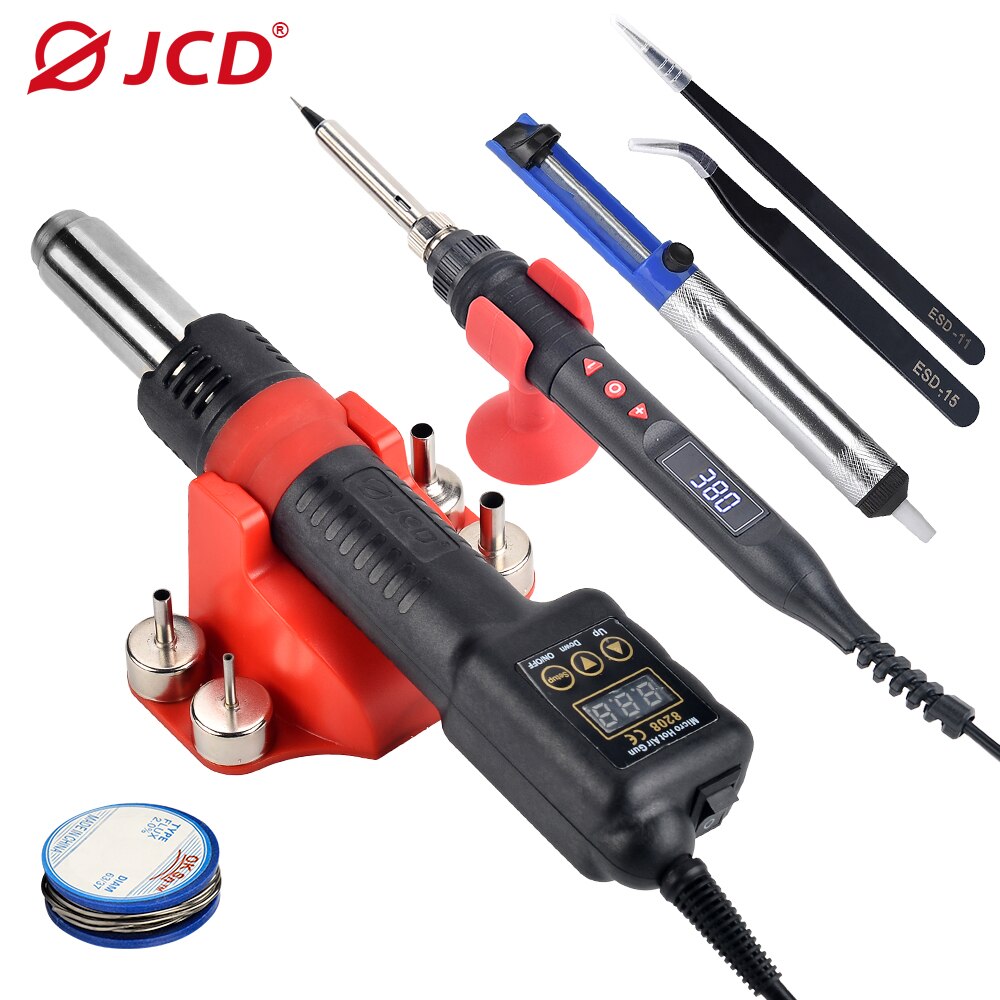 

8208 миниатюрный пистолет горячего воздуха JCD 750W паяльная станция ЖК-цифровой дисплей BGA IC инструмент для ремонта сварки