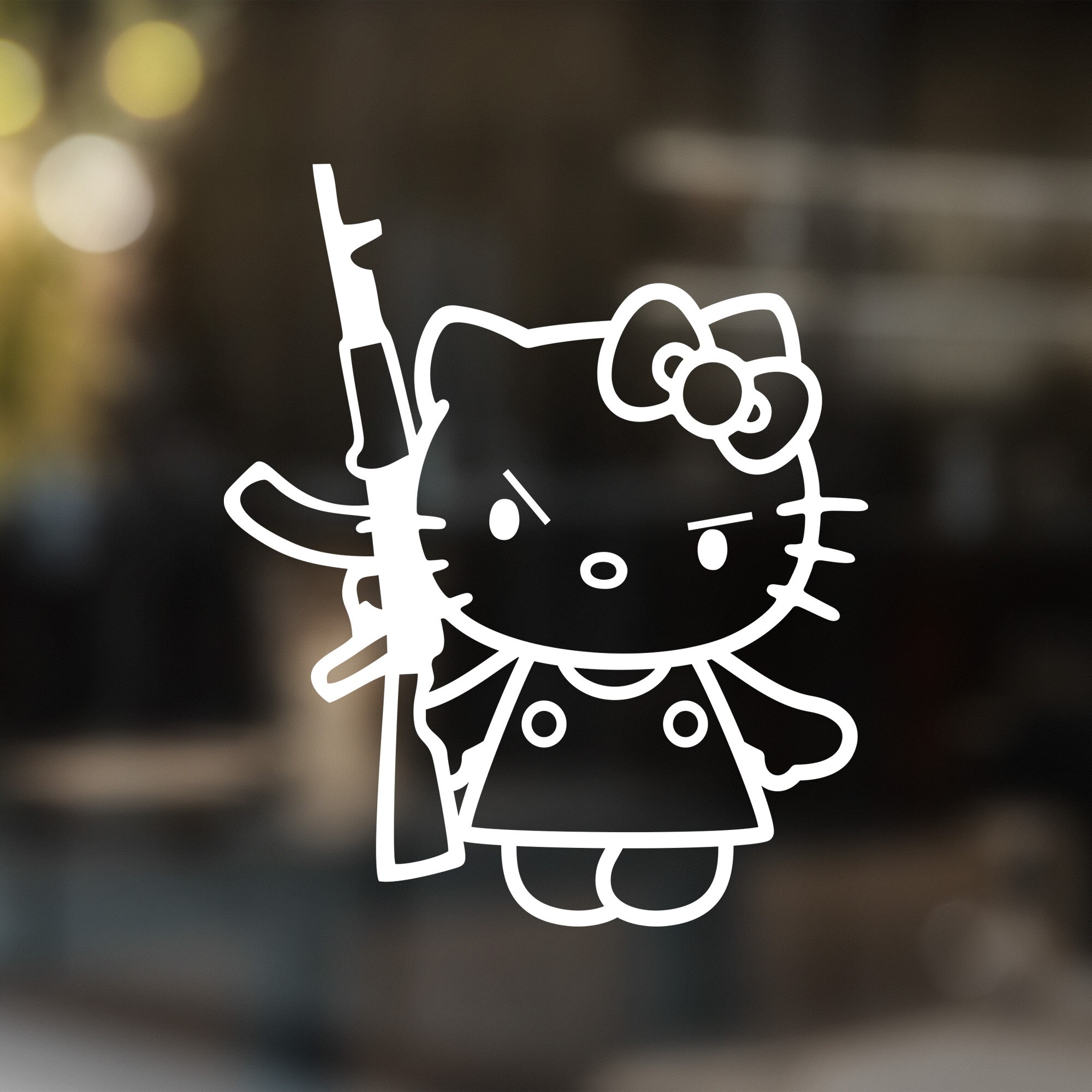 

Наклейка на автомобиль Hello Kitty с калашом