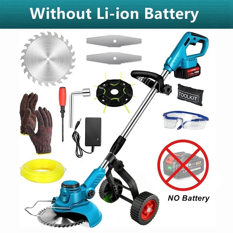 

Беспроводная электрическая газонокосилка бесщеточный триммер травы регулируемым углом наклона колес телескопический инструмент