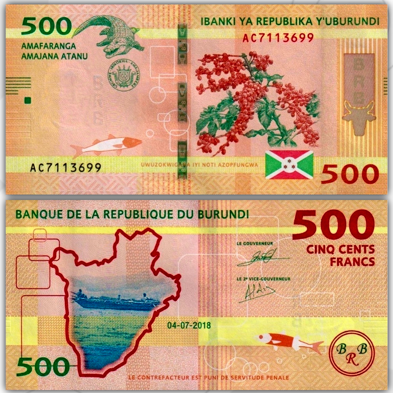 

Бурунди 500 франков 2018 год