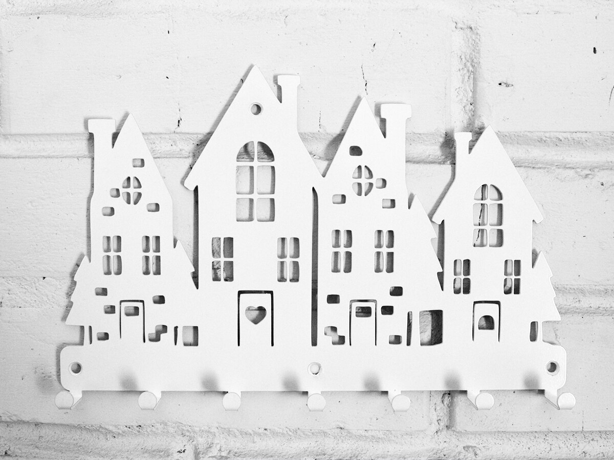 

Ключница настенная "Домики" 4fam Housekeeper on wall Key box For home Wall hooks Wall decor Wall key holder