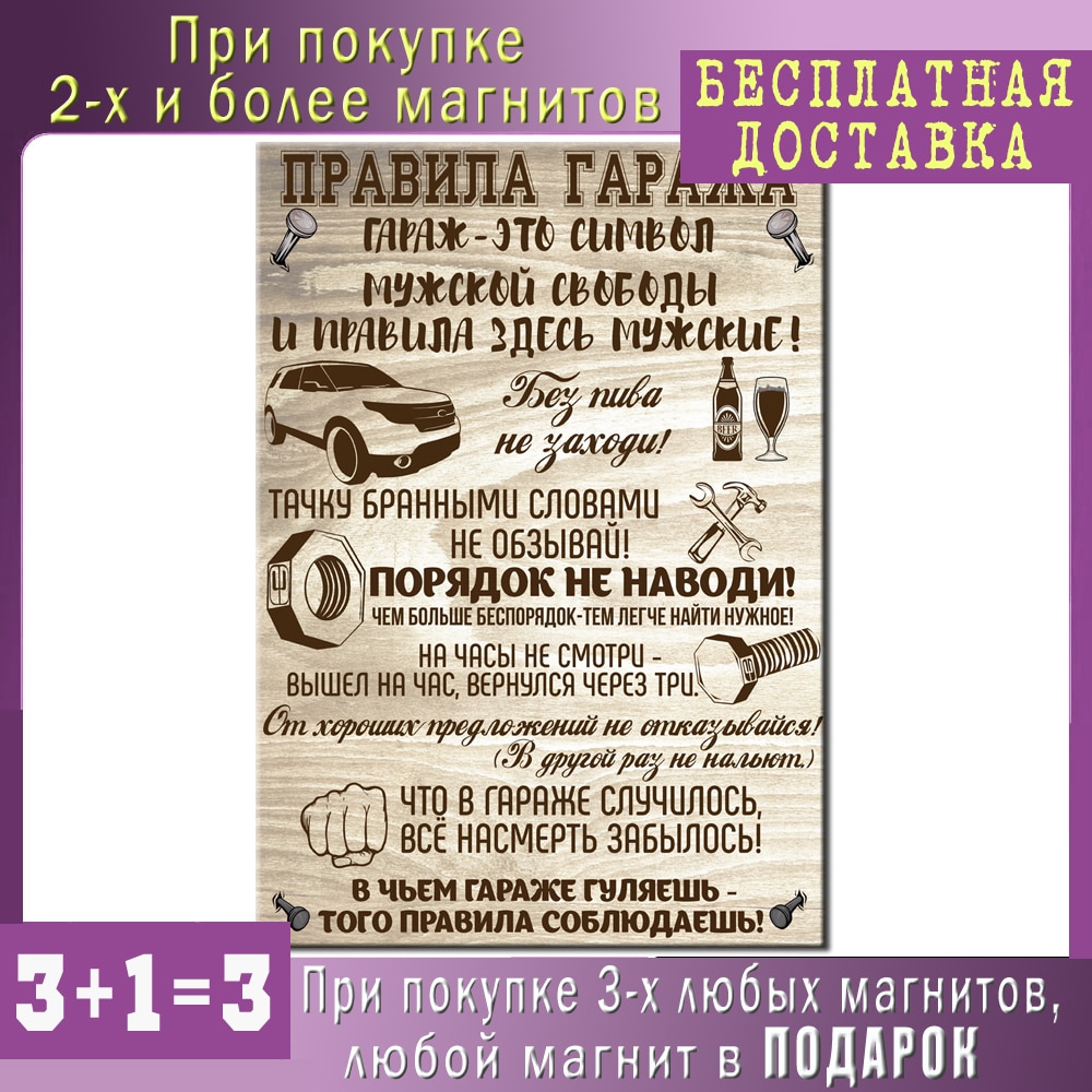 

Панно "Правила гаража" для стен