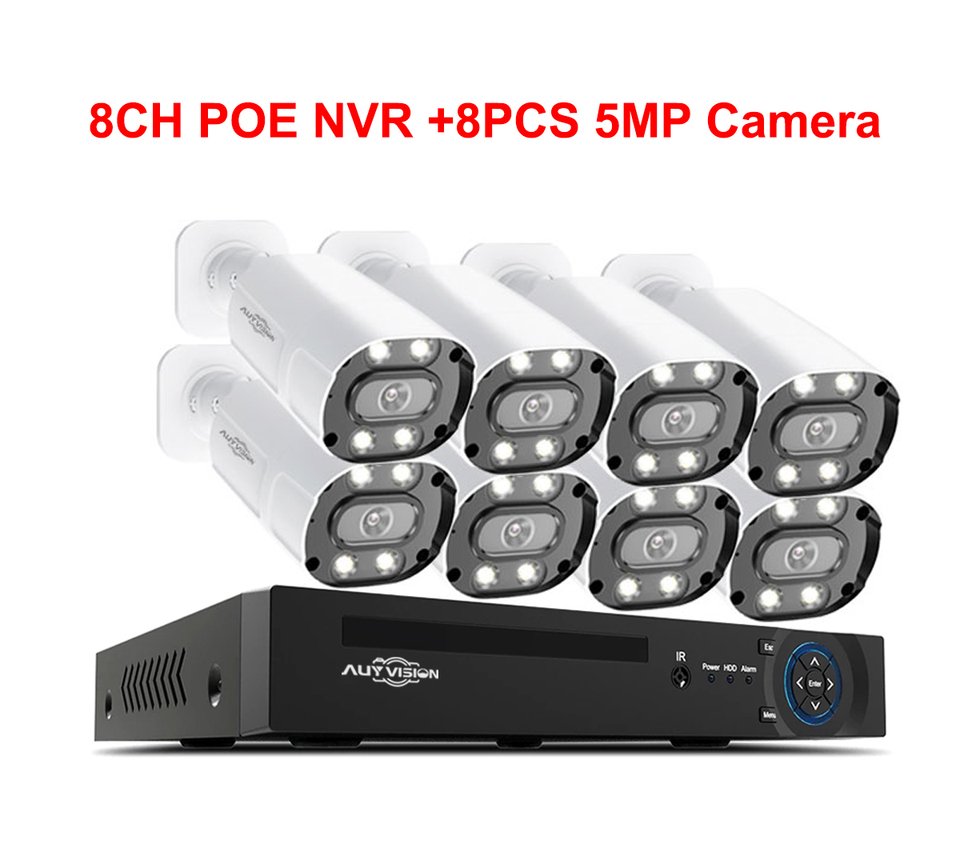 

Xmeye 8CH HD 5MP POE CCTV Система видеонаблюдения Система домашнего видеонаблюдения NVR Комплект IP-камеры для обнаружения лица/человека/автомобиля
