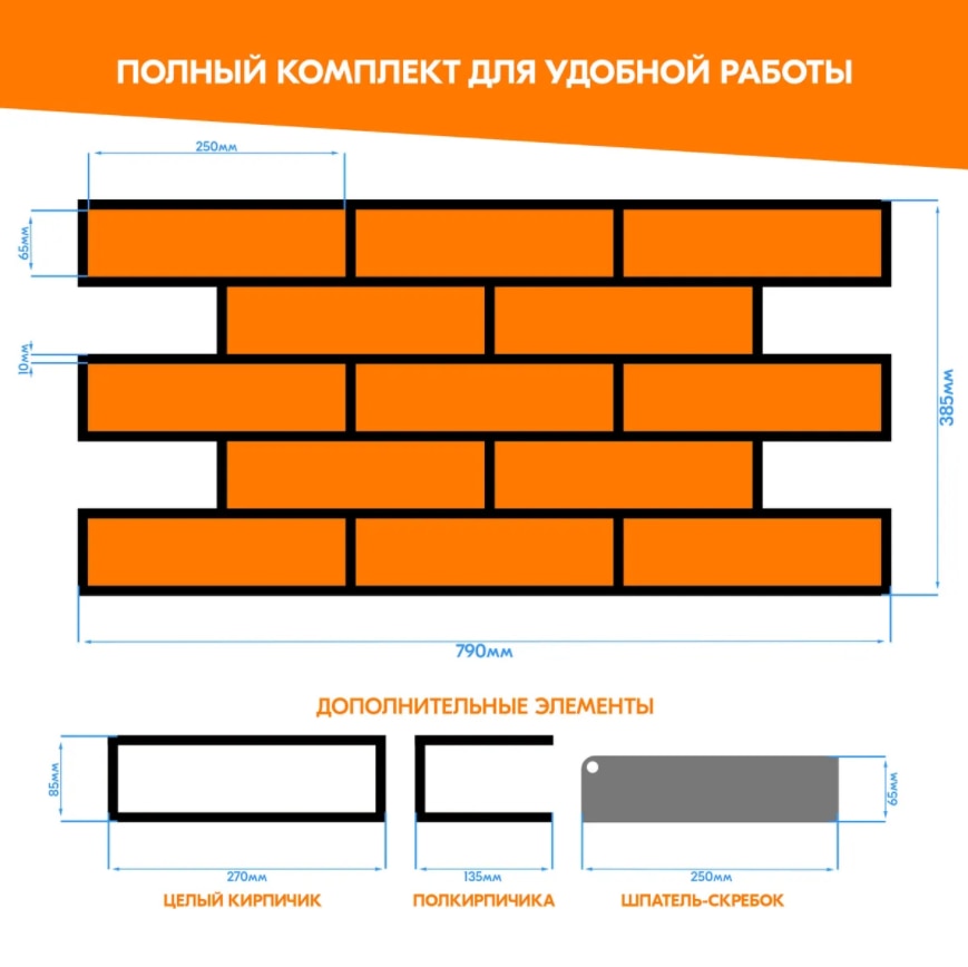 

Трафарет кирпичной кладки из ПВХ + шпатель