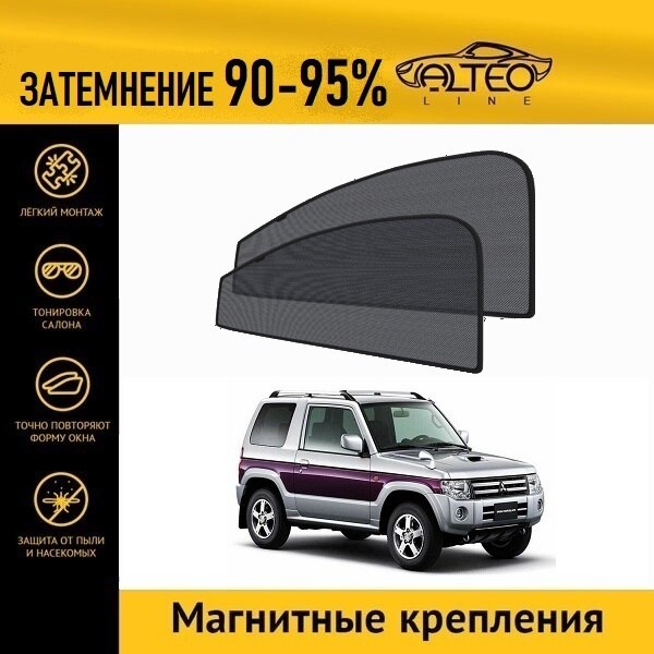 

Каркасные автошторки ALTEO PREMIUM на Mitsubishi Pajero Mini, 2рестайлинг (2008-2012) джип 3d на передние двери