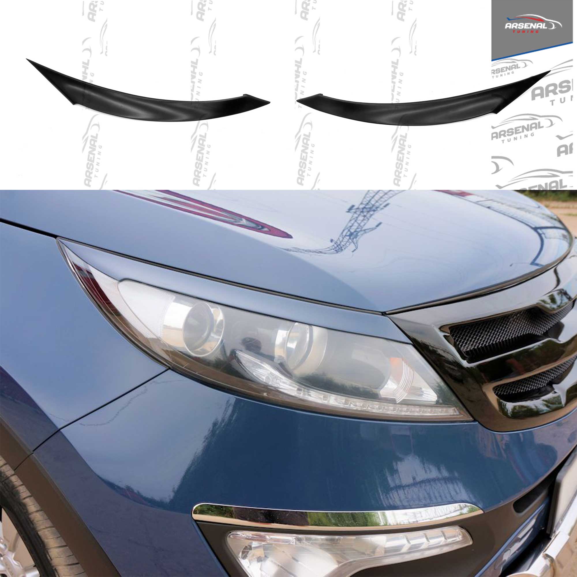 

Накладки на переднюю оптику для KIA SPORTAGE 3 2010-2015, АБС пластик, тюнинг, стайлинг, реснички, ресницы на фары