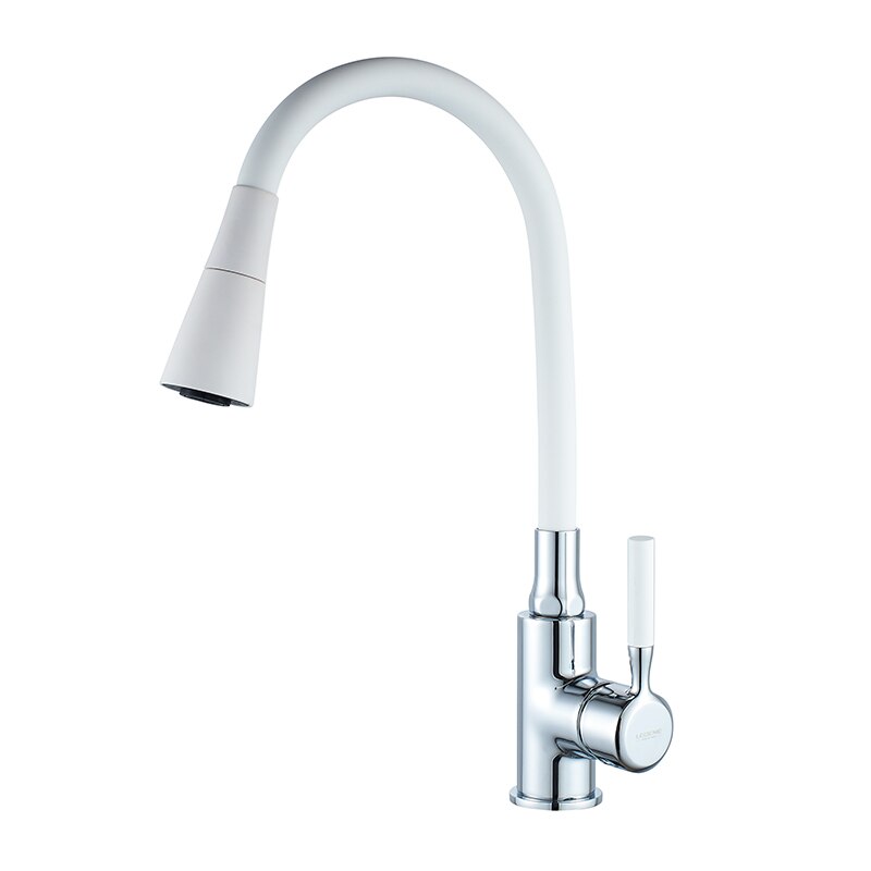 

LEDEME Смеситель для кухни из латуни, однорычажный, гибкий силиконовый излив, 2 режима, L4199