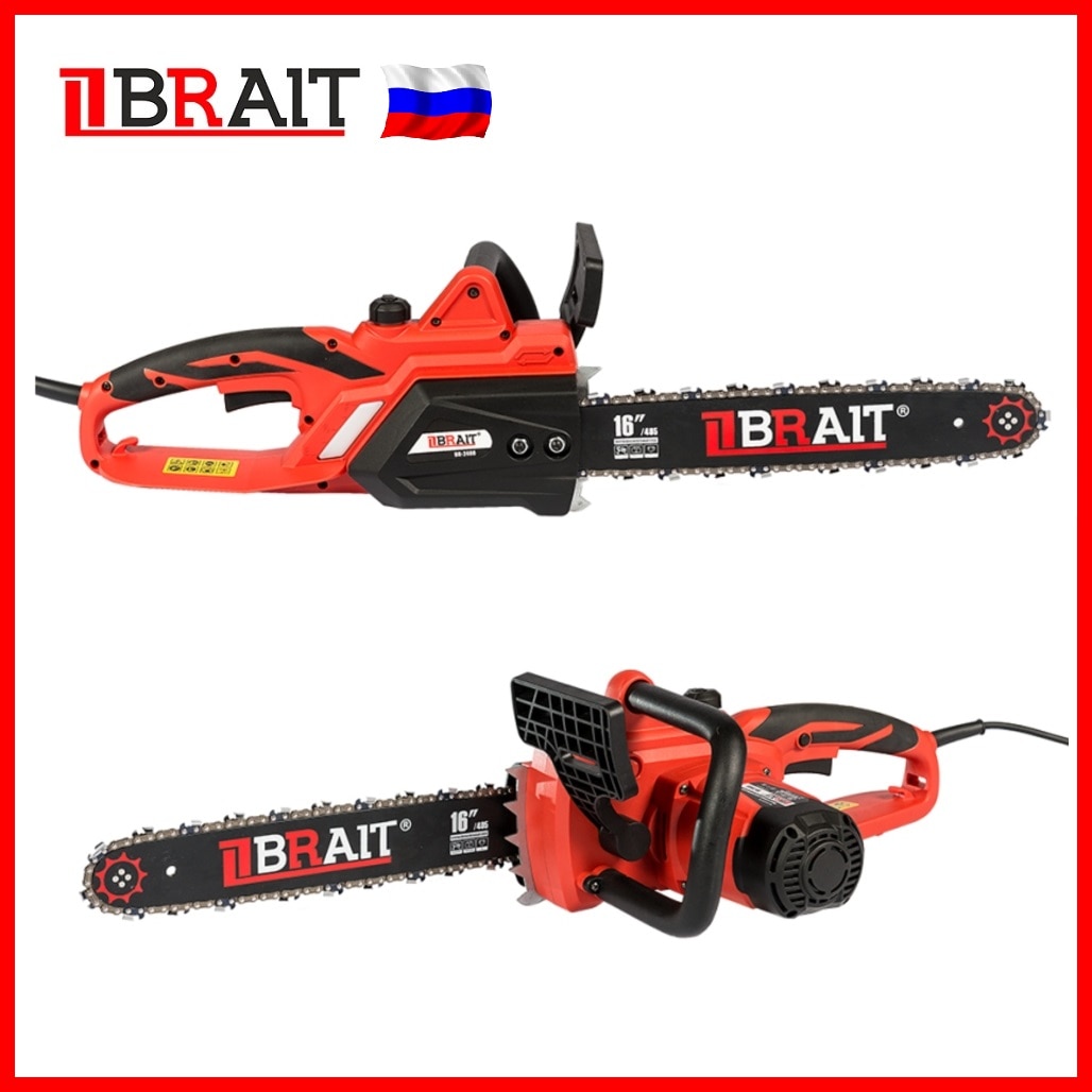 

Пила цепная электрическая BR-2400 BRAIT 2100Вт, шина 16' 57зв,5976 об/мин,окно ур.масла,авт.смазка электропила