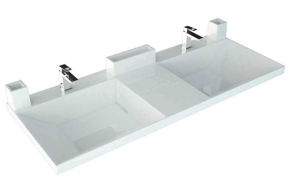 Раковина для ванной комнаты умывальник Andrea Sozvezdie 120 см 2 чаши без стаканов