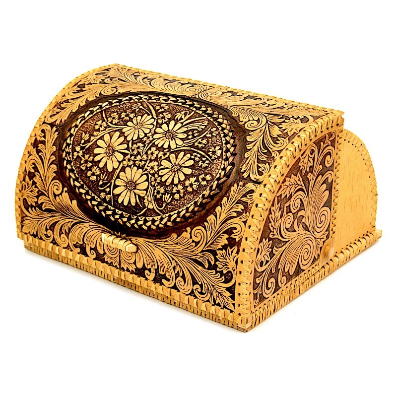 

Хлебница "Цветы", хранение и порядок, 30*25*17 см, из бересты арт.0001142