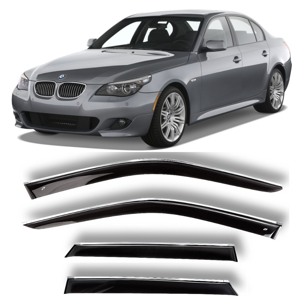 

Дефлекторы окон хром полоска молдинг Cobra Tuning B21302CR на авто БМВ 5 (E60) V Сд 2002-2010 ветровики от дождя солнца и ветра